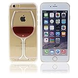 Mr Makefun 3d Design Flowing Liquid Red Wine Glass Back Hard Case for Apple Iphone 6, Clear with Stylus Pen