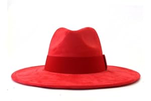 Wotfim Big Wide Brim Fedora Hat for Women Man Classic Suede Panama Hat with Band Western Outdoor hat