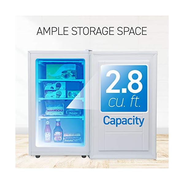Commercial Cool Upright Freezer, Stand Up Freezer 2.8 Cu Ft with Reversible Door, White The