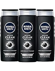 NIVEA Men Active Clean Body Wash, Natural Charcoal, 16.9 Fluid Ounce (Pack of 3)