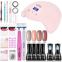 Perfect Summer Gel Polish Nail Starter Kit, with 4 Colors Gel Nail Polish 8ML LED Lamp Top Coat Base Gel Nail Art Tools Manicure Set 002