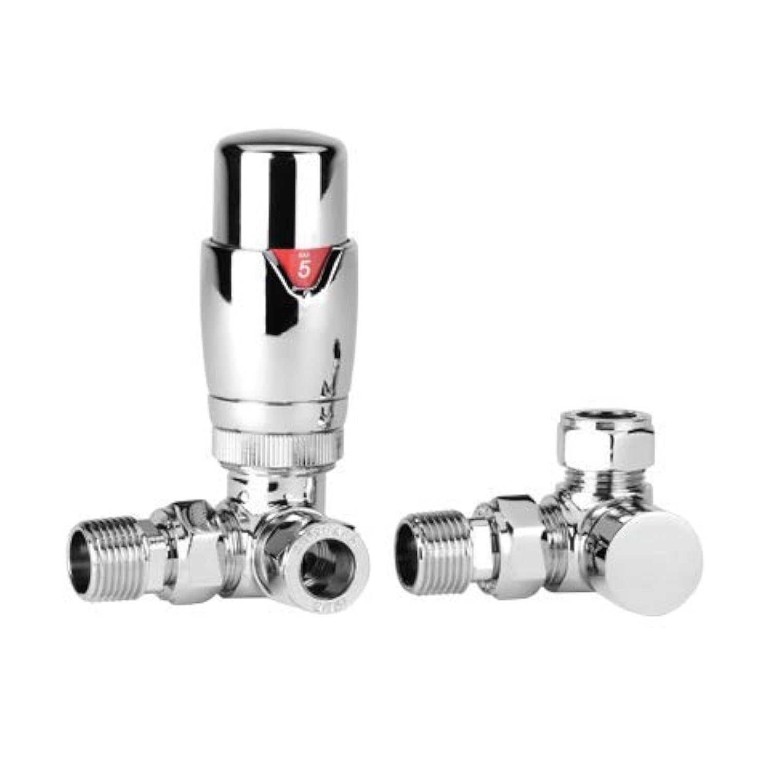 Greened House Kiev Designer Corner Thermostatic Radiator & Towel Rail Valve TRV with Lockshield 15mm Pipework Standard Panel Radiator