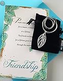 Smiling Wisdom - Abalone Paua Shell Platinum Plated Leaf Friendship Necklace Gift Set - Reason Season Lifetime Friendship Greeting Card For Her, Awesome Best Friend - Blue Green Natural Shell