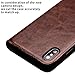 iPhone Xs MAX Case, QIALINO Slim Flip Genuine Leather Protective Cover iPhone Xs MAX Wallet Case with Card Holder - Brown
