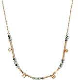 TaYolnFaSo Natural Pearl Gemstone Bead Necklace for Women 18k Gold Plated Crystal Beaded Choker Necklace Pearl Jewelry Valentine's Day Gift for Wife Mother Girlfriend