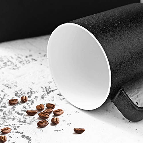 Krokori Ceramic Cup Glaze Tea Cup Coffee Mugs Cup with Lid and Infuser for Home, Kitchen, Office and Daily Use, Dishwasher Safe - 16oz (Black)