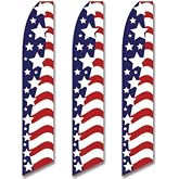 3 (Three) Pack Tall Swooper Flags USA America American Stars Stripes