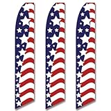 3 (Three) Pack Tall Swooper Flags USA America