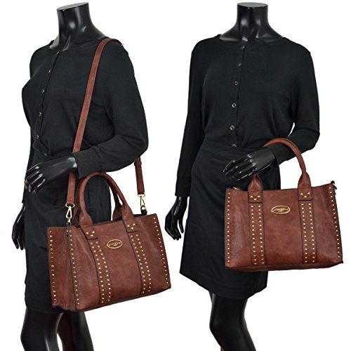 Women Handbag 3 Pieces Set Leather Shoulder Bag Satchel Purse 3 in 1 Simple Design Coffee