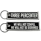 3 PERCENTER NEW TACTICAL EMBROIDERED KEY CHAIN KEY TAG BLK