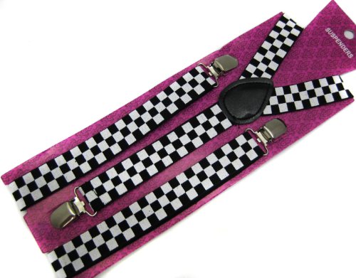 Black and White Checker Unisex Suspender