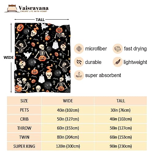 Hojizaio Halloween Blanket Black Ghost Spooky Spider Fall Blanket for Children Women Men Candy Skull Pumpkin Bat Webs Halloween Blanket Decorations for Couch，Bed，Living Room 30