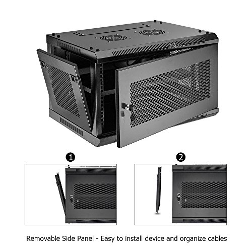 Z ZTDM Server 19 Inch Rack Enclosure, Date Network Lockable Secure Cabinet with Shelf and Two Cooling Fans Fully Assembled Vented Door 6U