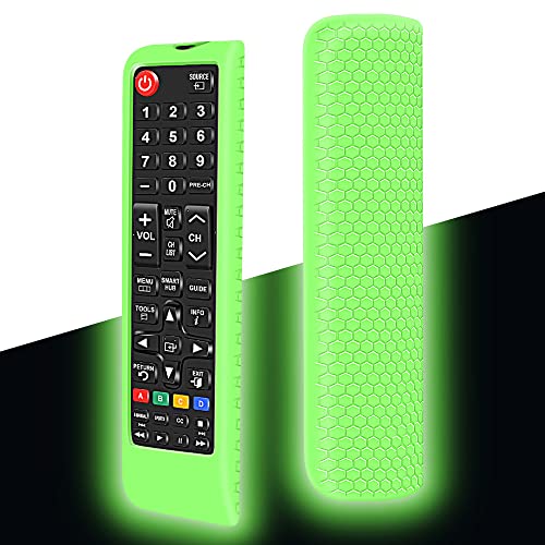 Protective Case for Samsung AA59-00786A BN59-01175N AA59-00741A Smart TV Remote Cover, Silicone Shock Proof Remote Controller Skin Anti Slip Universal Replacement Sleeve Holder(Glow Green)