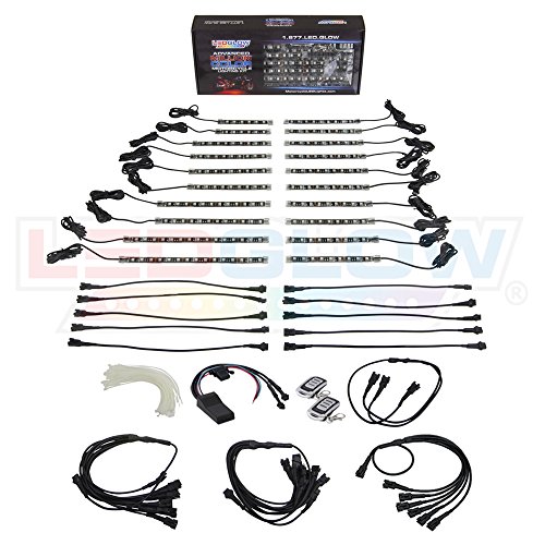 LEDGlow 20pc Advanced Million Color LED Flexible Motorcycle Lighting Strip Kit - Bluetooth-Connected Smartphone App - 192 LEDs - Waterproof Control Box - Dual Zone Control - 2 Wireless Remotes