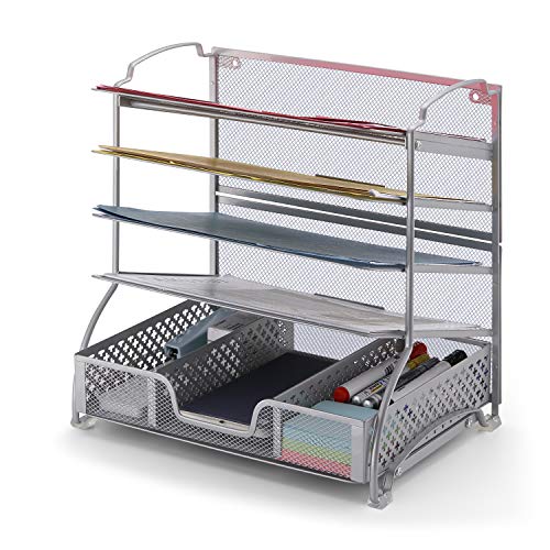 Simple Trending 5 Trays Mesh Desk File Organizer Vertical Document