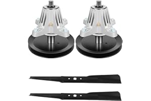 GYZJ Lawn Mower Spindle with Blade 2-Pack for Cub Cadet XT1- LT46 XT2-LX46 Troy-Bilt Lawn Tractors Mandrel Assembly Replacement Part Number 618-06977 942-04290 942-04244A 742-04244A 742-04244