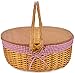 Wicker Picnic Baskets with Double Folding Handles | Little Red Riding Hood Basket for Kids | Hard Wood Top | Hand Woven Wicker Great for Easter Basket | Storage of Plastic Easter Eggs Gingham Basket