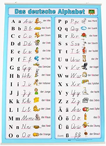 The German Alphabet Xl Educational Poster The Abc In Writing With Upper And Lower Case Letters 100 X 70 Cm Poster Is Laminated With The Poster Strips For Hanging Amazon De