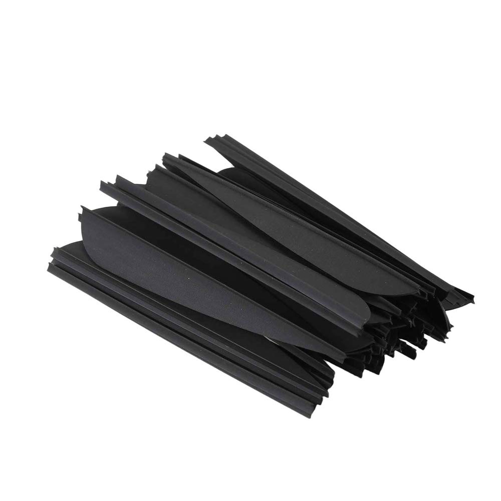 ZSHJG Hunting Arrow Plastic Feathers 3 Inches Fletching Plastic Vanes For DIY Arrows 100Pcs (Black)