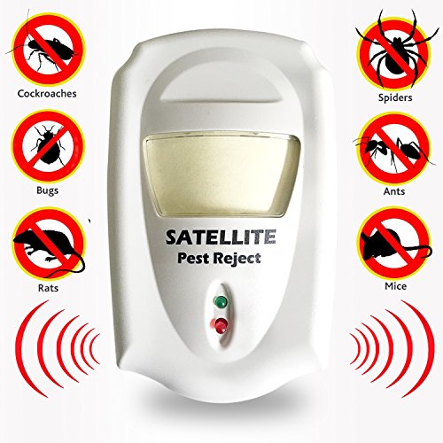 Ultrasonic Pest Reject Pest Repeller with LED Night Light---for Indoor Use! Ideal Pest Rejest for Ants, Roaches, Spiders, Mosquitoes, Small Rodents and More--No Batteries Needed and No Chemical