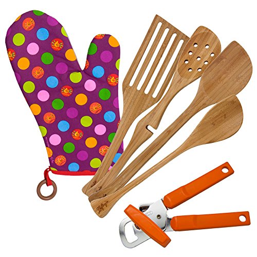 Lefty's Kitchen Tool Set Includes Left Handed Can Opener, Oven Mitt and 4 Bamboo Utensils, 6 Pcs. - Thumbnail 4
