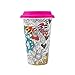DCI Color Joy Adult Coloring Products, I Am Not A Paper Cup, Custom Travel Coffee Mug, Pink Lid, 12oz Capacity, Hearts Design, White, Ceramic, Spill-Proof