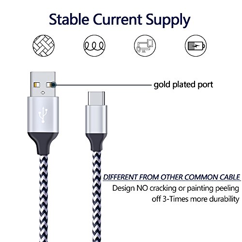 Samsung Galaxy Note 8 Fast Charger Cable, CIQILY 5-Pack 6FT Long Braided Quick Charging Cord, USB Type C Charger Cable for Samsung Galaxy S8/S8+, LG G5/G6/V20/V30, Nexus 5x/6p, Nintendo Switch &more