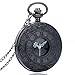 HJIAN Pocket Watch Black Roman Retro Vintage Quartz Pocket Watch Roman Numerals Steampunk Fob Watch