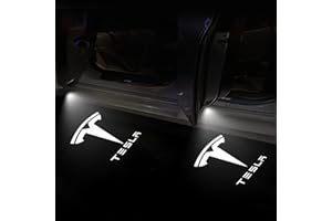 Carwiner Puddle Lights Compatible with Tesla Model 3/Y Projector Door Step Light Accessories Interior Lights 2 Pack (T Logo with Letters)