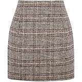 IDEALSANXUN Women's Plaid Pencil Skirt - High Waisted Bodycon Knee Length Midi With Back Slit, Coffee, Plus Sizes - View #8