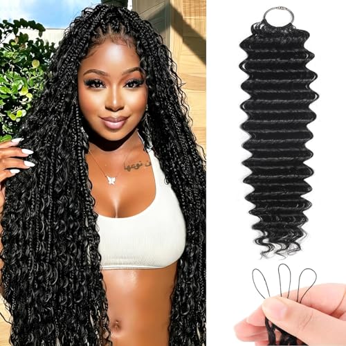 Miracle Knots Crochet Human Hair,18 Inch 50 Strands Pre-Separated Feather Crochet Human Hair for Boho Braids human hair Extensions,Invisible,Reusable,Beginner-Friendly (1B#, 18 Inch (50 Strands))