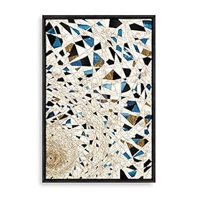 Framed Canvas Home Artwork Decoration Golden Abstract Art Canvas Wall Art for Living Room, Bedroom - 16x24 inches