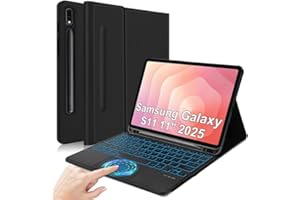 QYiiD Trackpad Keyboard Case for Galaxy Tab S11 11 inch (SM-X730/SM-X736B), 7 Color Backlit, Magnetic Detachable Wireless Key