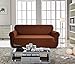 CHUN YI Stretch Loveseat Sofa Slipcover 1 Piece Couch Cover, 2 Seater Settee Coat Soft with Elastic Bottom, Checks Spandex Jacquard Fabric,Medium,Coffee