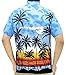LA LEELA Hawaiian Shirt For Men Short Sleeve Front-Pocket Beach Palm Trees