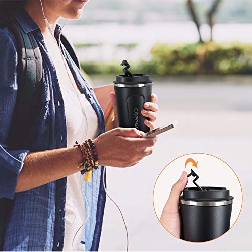 Flintronic Kaffeebecher to go, 380ML Thermobecher Doppelwand Isoliert, Kaffeetasse mit Auslaufsicherem Deckel, Kaffeetasse Thermobecher Isolierbecher,Kaffeebecher Edelstahl Travel Mug für Kaffee e Tee – Bild 6