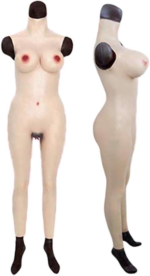 QHYAH C E Cup Silicone Breast Forms for Crossdressers Breast Crossdressing with Liquid Silicone Filling Crossdresser Silicone Pants Pubic hair,Lightbeige,S