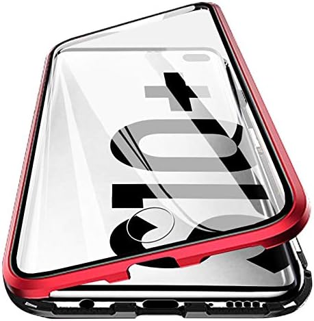 Galaxy S10 Plus Magnetic Case, Woskko Magnetic Adsorption Metal Case Aluminum Bumper 9h Tempered Glass Back Cover