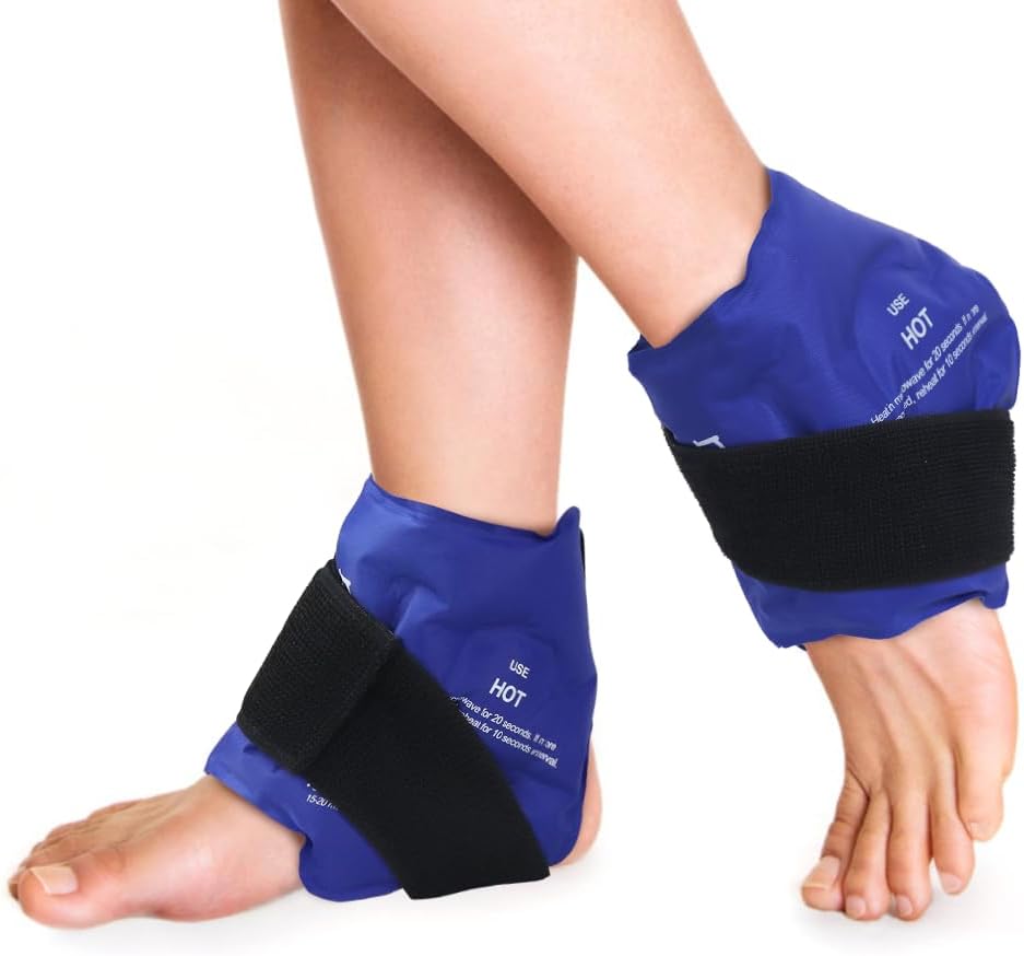 NEWGO Ankle Ice Pack Wrap 2 Pack Reusable Gel Hot Cold Therapy