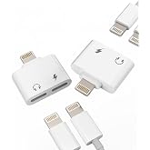 Iphone Dual Lightning Headphone Adapter(2pack)Audio Charge Dongle Jack Splitter 2in1 Charger AUX Music Earbud Adaptador Para MFI Certified Compatible for 7 8Plus X 13 12 11 Pro Max Mini Xs Se Xr
