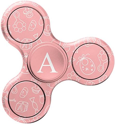 [ A - INITIAL ] Name Monogram Fidget Toy EDC Hand Spinner Stress Reducer Relieve Anxiety [ Baby Girl Pink Girly Pattern ]
