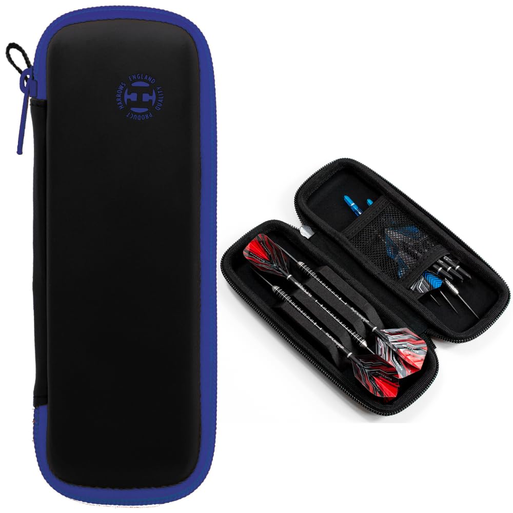 Harrows Darts Blaze Darts Wallet | Darts Case Holds 3 Assembled Darts and Accessories | Protective EVA Material | Professional Darts Accessories (Blue Black)