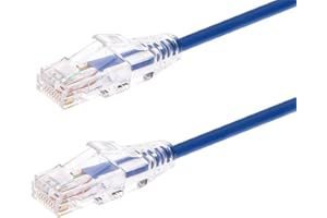 Monoprice SlimRun Cat6 Ethernet Patch Cable - Network Internet Cord - RJ45, Stranded, 550Mhz, UTP, CMR, Riser Rated, Pure Bar