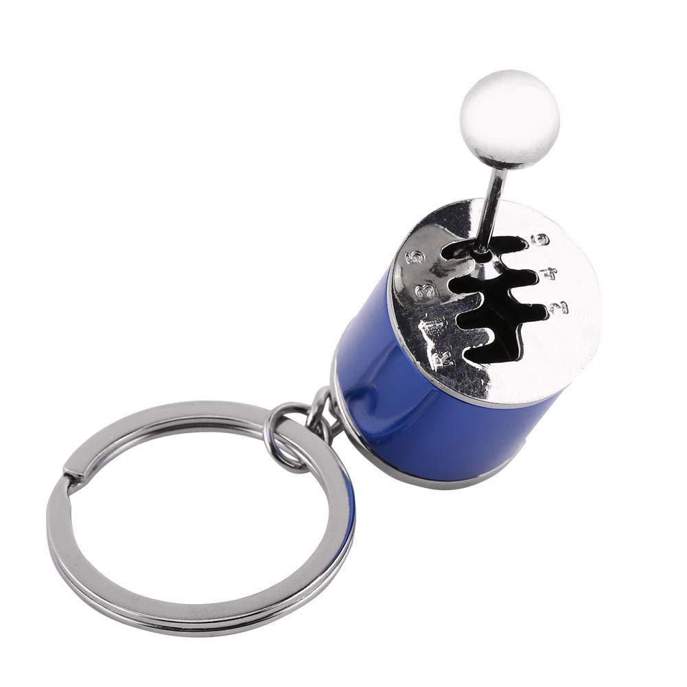 Creative Car Gear Shifter Keyring, Metal Blue Auto Keychain Mini Key Ring for Women Men (4.05 x 1.61 x 0.8inch)