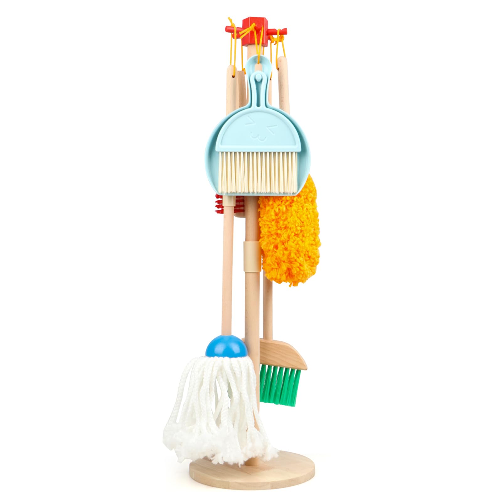 Wondertoys Childern cleaning tools 7 Piece Wooden Detachable Cleaning Toys Creative Pretend Play Set Mini Housekeeping Toys for Kids