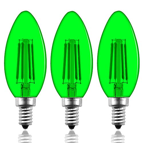 Dimmable C35 LED Green Candelabra Edison Bulb, Lustaled 4W E12