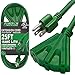 K KASONIC - 25 Ft Extension Cord with 3 Outlets, UL Listed 16/3 SJTW, 3-Wire Grounded, 13A 125V 1625W for Indoor/Outdoor Use - Green