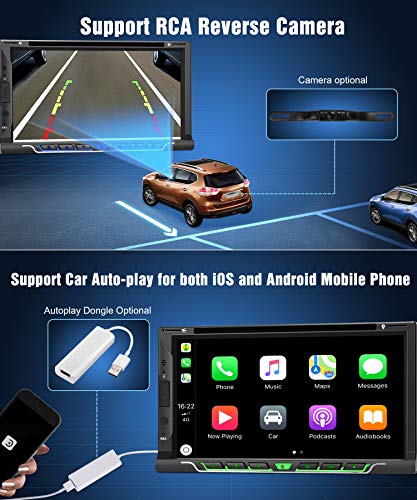PUMPKIN Android 8.1 Car Stereo Double Din with DVD Player, GPS, WiFi, Support Fastboot, Backup Camera, Android Auto, AUX, USB SD, 7 inch Touch Screen
