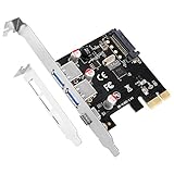 SHINESTAR USB 3.1 PCIe Card, USB C Expansion Card, PCI-e to 3 Port [ 1 X Type C + 2 X Type A ] Adapter, PCI Express Controller Hub for Desktop PC with Low Profile Bracket. 15 Pin SATA Power Connector